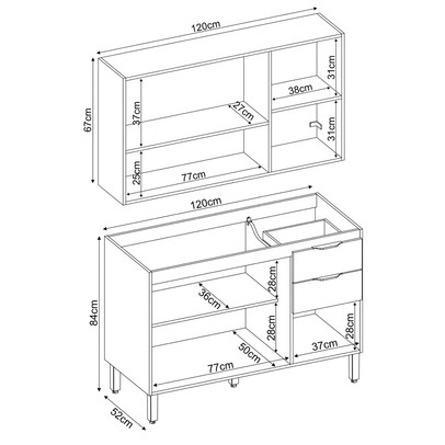 Cozinha Compacta Firenze 6 Portas 2 Gavetas Amêndola Touch/Nude Prime Tx - Demóbile