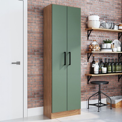 Armário Multiuso Milano 2 Portas 5 Prateleiras Freijó/Oliva - Irm Móveis