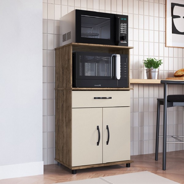 Armário de Cozinha Laura 2 Portas 1 Gaveta Itauba/Off White - Irm Móveis