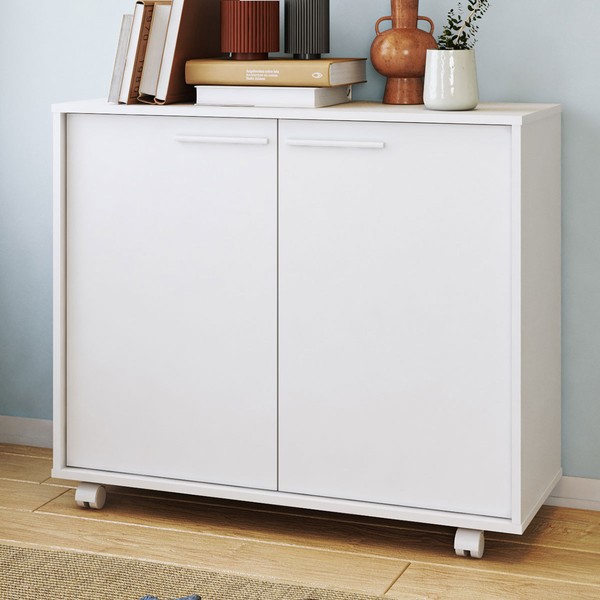 Armário para Escritório 2 Portas 2 Prateleiras Branco Bmu 114 - Brv