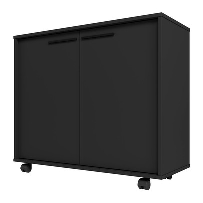 Armário para Escritório 2 Portas 2 Prateleiras Preto Bmu 114 - Brv