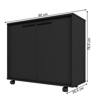 Armário para Escritório 2 Portas 2 Prateleiras Preto Bmu 114 - Brv