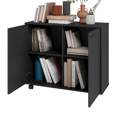 Armário para Escritório 2 Portas 2 Prateleiras Preto Bmu 114 - Brv