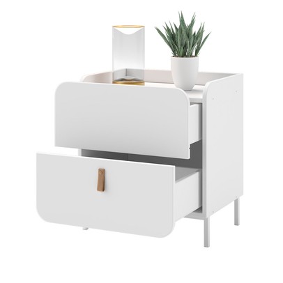 Mesa de Canto Curve 2 Gavetas Branco  - Brv