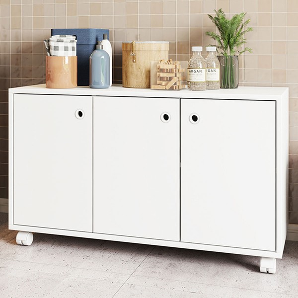 Armário Multiuso 3 Portas 1 Prateleira Branco Bs 48 - Brv