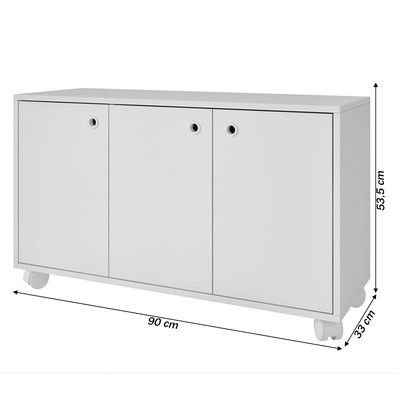 Armário Multiuso 3 Portas 1 Prateleira Branco Bs 48 - Brv