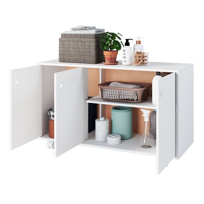 Armário Multiuso 3 Portas 1 Prateleira Branco Bs 48 - Brv