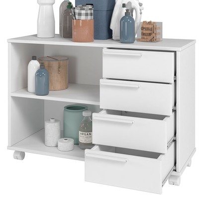 Armário Multiuso 4 Gavetas 1 Prateleira Branco Bs 49 - Brv