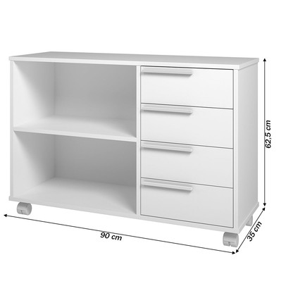 Armário Multiuso 4 Gavetas 1 Prateleira Branco Bs 49 - Brv