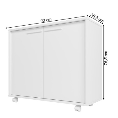 Armário Multiuso 2 Portas com Rodízios Branco Bs 62 - Brv