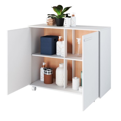 Armário Multiuso 2 Portas com Rodízios Branco Bs 62 - Brv
