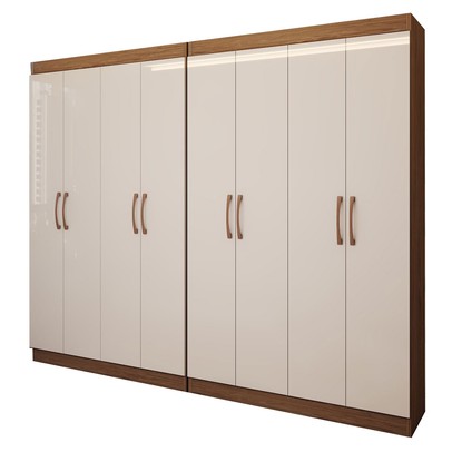 Guarda-Roupa Infantil Dois Irmãos Salvador 8 Portas 16 Prateleiras Off White/Nogueira - Panorama Móveis