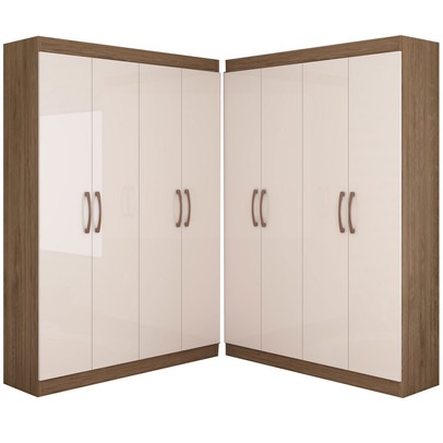 Guarda-Roupa Infantil Dois Irmãos Salvador 8 Portas 16 Prateleiras Off White/Nogueira - Panorama Móveis