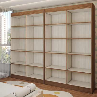 Guarda-Roupa Infantil Dois Irmãos Salvador 8 Portas 16 Prateleiras Off White/Nogueira - Panorama Móveis