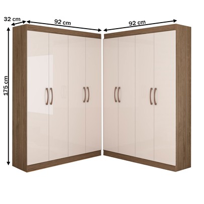 Guarda-Roupa Infantil Dois Irmãos Salvador 8 Portas 16 Prateleiras Off White/Nogueira - Panorama Móveis