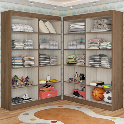 Guarda-Roupa Infantil Dois Irmãos Salvador 8 Portas 16 Prateleiras Off White/Nogueira - Panorama Móveis