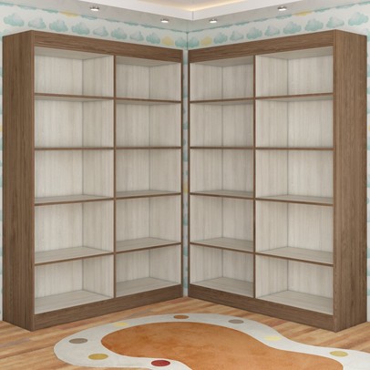 Guarda-Roupa Infantil Dois Irmãos Salvador 8 Portas 16 Prateleiras Off White/Nogueira - Panorama Móveis