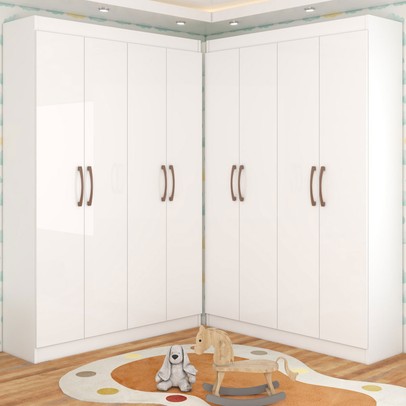 Guarda-Roupa Infantil Dois Irmãos Salvador 8 Portas 16 Prateleiras Branco - Panorama Móveis