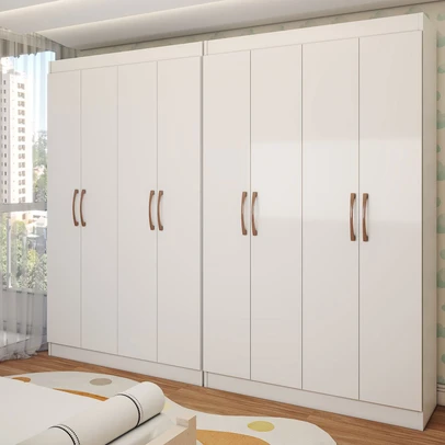 Guarda-Roupa Infantil Dois Irmãos Salvador 8 Portas 16 Prateleiras Branco - Panorama Móveis