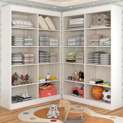 Guarda-Roupa Infantil Dois Irmãos Salvador 8 Portas 16 Prateleiras Branco - Panorama Móveis