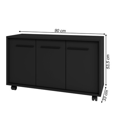 Balcão Buffet 3 Portas 1 Prateleira Preto Bse 05 - Brv