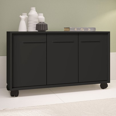 Balcão Buffet 3 Portas 1 Prateleira Preto Bse 05 - Brv