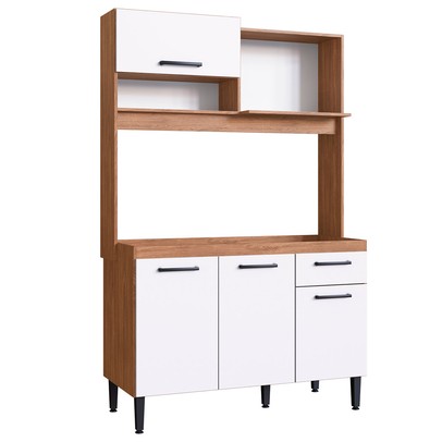 Cozinha Compacta Naty 4 Portas 1 Gaveta Freijó/Branco - Irm Móveis