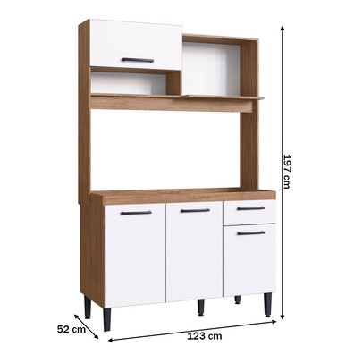 Cozinha Compacta Naty 4 Portas 1 Gaveta Freijó/Branco - Irm Móveis