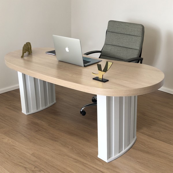 Mesa para Escritório Tamburato Organic Carvalho/Branco - Artany Móveis