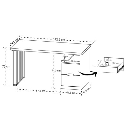 Mesa Escrivaninha Florence 2 Gavetas Branco/Olmo - Artany Móveis