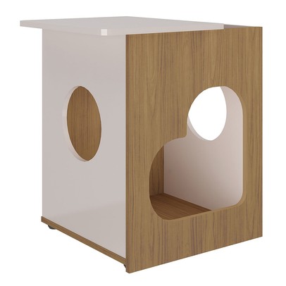 Mesa de Canto Pet Carvalho/Off White - Pnr Móveis