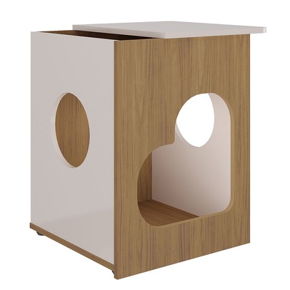 Mesa de Canto Pet Carvalho/Off White - Pnr Móveis