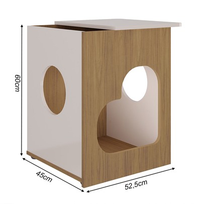 Mesa de Canto Pet Carvalho/Off White - Pnr Móveis