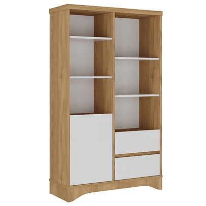 Estante para Livros Space 1 Porta 2 Gavetas Olmo/Branco - Artany Móveis