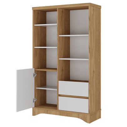 Estante para Livros Space 1 Porta 2 Gavetas Olmo/Branco - Artany Móveis