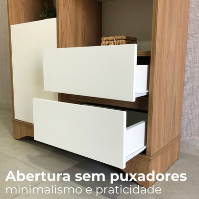 Estante para Livros Space 1 Porta 2 Gavetas Olmo/Branco - Artany Móveis