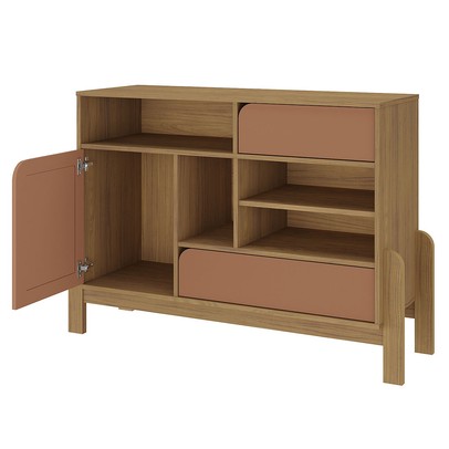 Balcão Buffet Trend 1 Porta 2 Gavetas Carvalho/Terracota - Pnr Móveis