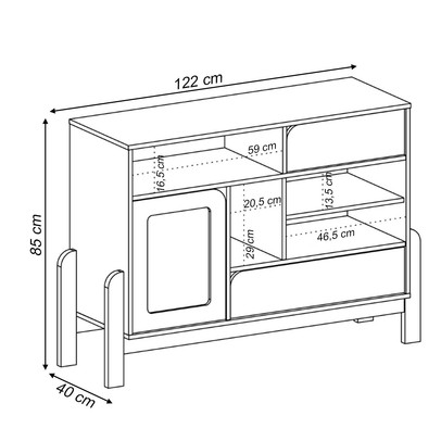 Balcão Buffet Trend 1 Porta 2 Gavetas Carvalho/Terracota - Pnr Móveis