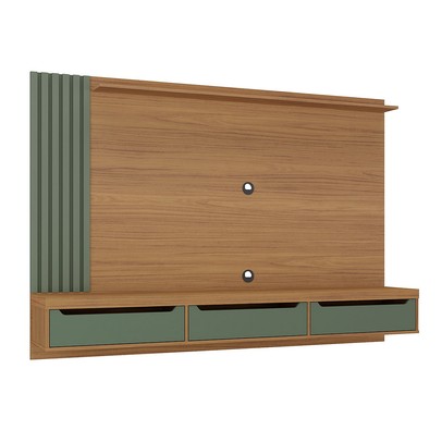Painel para TV Até 75 Polegadas Luxo 3 Gavetas Carvalho/Menta - Pnr Móveis