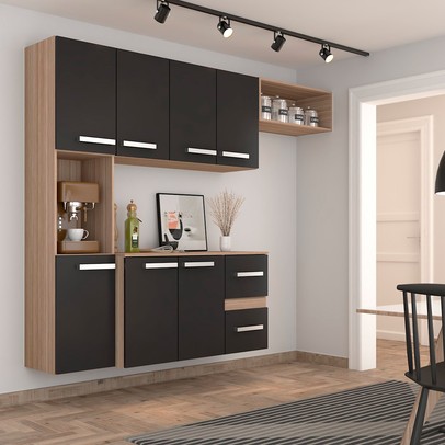 Cozinha Compacta Gourmet Suspensa Armário e Balcão - Pm