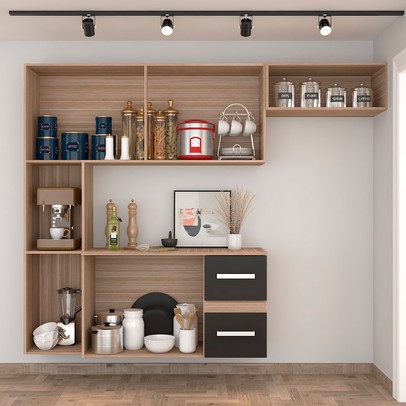 Cozinha Compacta Gourmet Suspensa Armário e Balcão - Pm