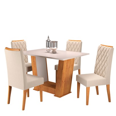 Mesa de Jantar 4 Lugares Squash Mel/Blonde/Nude - Viero Móveis