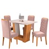Mesa de Jantar 4 Lugares Squash Mel/Blonde/Veludo Rosa - Viero Móveis