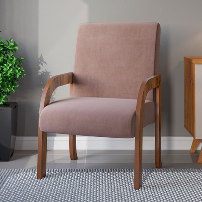 Poltrona Veneza Seda/Veludo Rosa - Vian