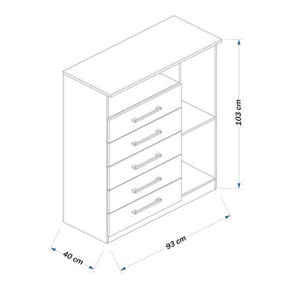 Cômoda Rubi 1 Porta 5 Gavetas Freijó/Off White - Irm Móveis