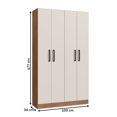 Armário Multiuso Riviera 4 Portas 8 Prateleiras Freijó/Off White - Irm Móveis