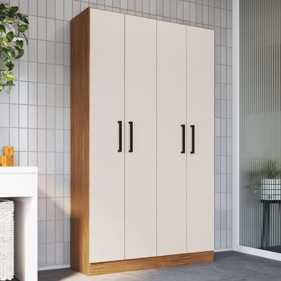 Armário Multiuso Riviera 4 Portas 8 Prateleiras Freijó/Off White - Irm Móveis