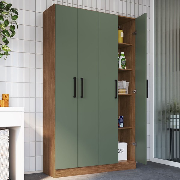 Armário Multiuso Riviera 4 Portas 8 Prateleiras Freijó/Oliva - Irm Móveis