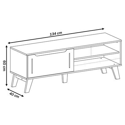 Sala de Estar Completa 1 Porta Carvalho/Off White - Pnr Móveis