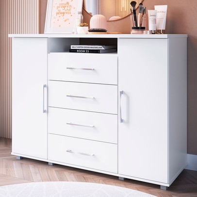 Cômoda Gold 2 Portas 4 Gavetas Branco - Irm Móveis